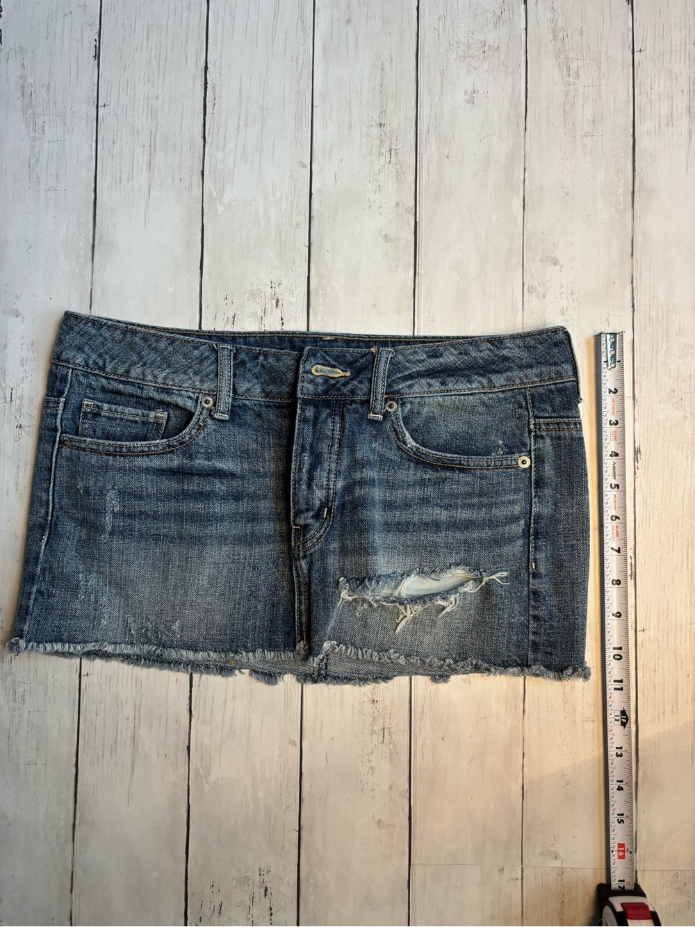 American Eagle Outfitters Distressed Denim Mini Skirt - Picture 3 of 6